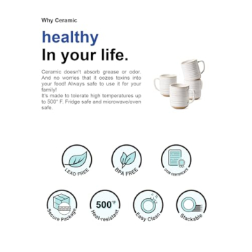 LE TAUCI Ceramic Coffee Mugs Set of 4 for Gifts