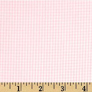 60" Wide Poly-Cotton Gingham Checks 1/16" Pink & White