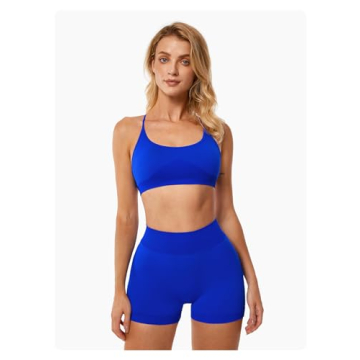 Stylish ABOCIW Seamless Royal Blue Workout Set for Women