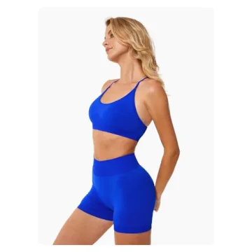 Stylish ABOCIW Seamless Royal Blue Workout Set for Women
