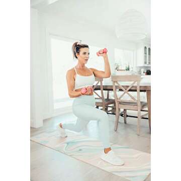 Love Sweat Fitness Premium Yoga Mat | 5mm Pink and Marble Pattern Reversible Non-Slip Exercise Mat for Yoga and Floor Workouts