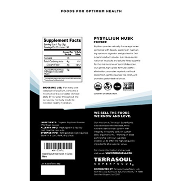 Terrasoul Superfoods Organic Psyllium Husk Powder 1Lb - Premium Quality