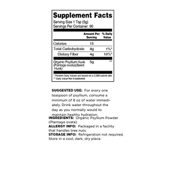 Terrasoul Superfoods Organic Psyllium Husk Powder 1Lb - Premium Quality