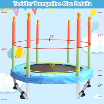 SZBOB Kids Trampoline with Safety Net for Ages 1-8