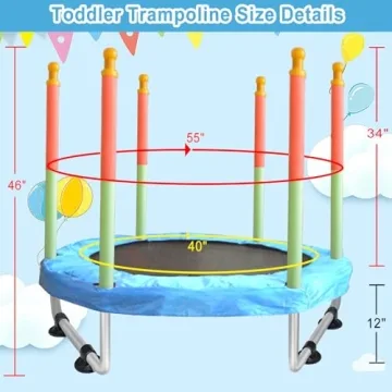 SZBOB Kids Trampoline with Safety Net for Ages 1-8