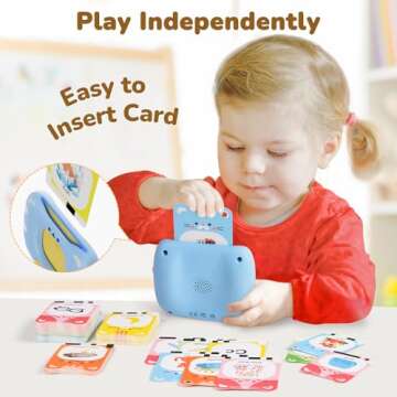 JoyCat Talking Flash Cards for Toddlers 1-5 Clear Voice & Thick Cards & Easy to Slide in and Out, Independent Play & Speech Development Toys, 20 Topics Including Numbers & Letters & Songs