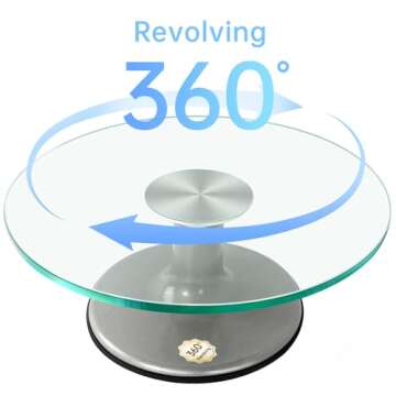 Uten Glass Cake Turntable for Decorating, 12 Inch Rotating Cake Stand, Large Revolving Cake Spinner ...