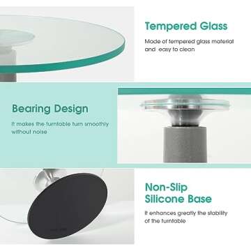Uten Glass Cake Turntable for Decorating, 12 Inch Rotating Cake Stand, Large Revolving Cake Spinner Stand for Birthday, Party, Wedding Cake Baking Supplies Tools