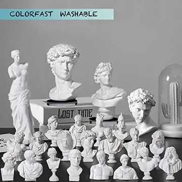 LAGOM HOUSE Greek Bust Statue and Sculptures Set of 10 PCS Greek Bust Statue Decor Roman Resin Mini ...