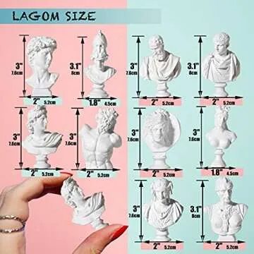 LAGOM HOUSE Greek Bust Statue and Sculptures Set of 10 PCS Greek Bust Statue Decor Roman Resin Mini Greek Mythology Figurine Greek God Statue Bust Small for Decor/Gifts/Drawing