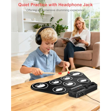 AiJoy Portable Electronic Drum Set for Kids – 7 Pads, Rechargeable