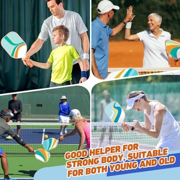 Pickleball Paddles Set of 4, Premium Wood with 4 Indoor & Outdoor Pickleball Balls and 1 Carry Bag, Pickleball Rackets with Ergonomic Cushion Grip for Beginner & Professional Gifts for Women Men Youth