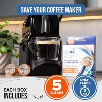 Nespresso Compatible Cleaning Pods. 5 Cleaner Capsules. Improved Coffee Flavor. For Nespresso Originaline, Use with Descaling Kit.