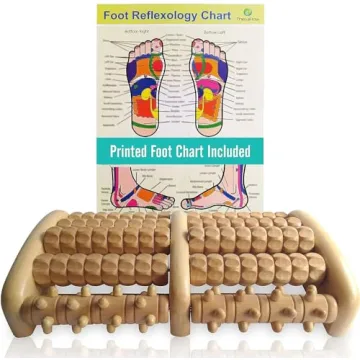 TheraFlow Wooden Foot Massager for Neuropathy and Plantar Fasciitis Relief | Premium Reflexology Rol...