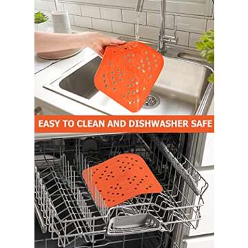 MMmat Reusable Air Fryer Liners - 8.5 Inch or 7.5 Inch Square, Best German Silicone Air Fryer Mats, Non-Stick Basket Air Fryer Accessories - 2 Pack