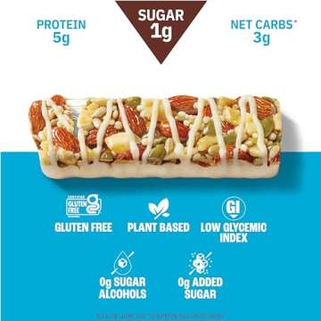 Munk Pack Keto Snack Bars, Macadamia White Chocolate - Low Carb Nut Bar with 6g Protein, 1g Sugar wi...