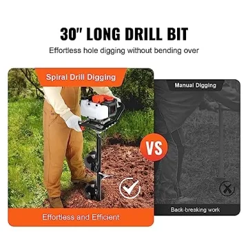 VEVOR 52cc Gas Powered Post Hole Digger with Two Drill Bits