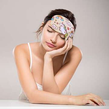 Gejoy 5 Pieces Unicorn Sleeping Mask Blindfold Sleep Mask Eye Mask Cover for Men Women Kids