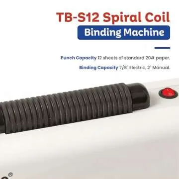 TruBind Coil Binding Machine with Electric Coil Inserter | Manually Punch up to 12 Sheets | 440 Sheet Bind Capacity with 4:1 Pitch | 2-Year Warranty | Heavy-Duty Coil Crimping Pliers Included