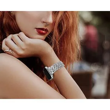 Dsytom Bing Bands Compatible with Apple Watch Band 38mm 40mm 41mm 42mm 44mm 45mm 46mm 49mm, Jewelry Replacement Strap for iWatch Series Ultra 2 10/9/8/7/6/5/4/3/2/1/SE Ultra