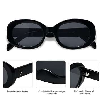 Allarallvr Retro Oval Polarized Sunglasses for Women and Men Vintage Designer Style Gafas De Sol Para Mujer AR82023 Black