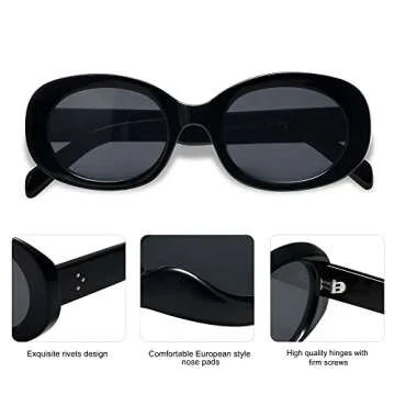 Allarallvr Retro Oval Polarized Sunglasses for Women and Men Vintage Designer Style Gafas De Sol Para Mujer AR82023 Black