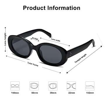 Allarallvr Retro Oval Polarized Sunglasses for Women and Men Vintage Designer Style Gafas De Sol Para Mujer AR82023 Black