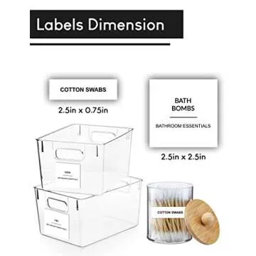 Sootozy 204 Minimalist Bathroom Labels for Organizing, Preprinted Black Script Waterproof Labels, Bathroom Organization Labels for Storage Bins Containers and Jars