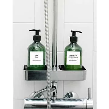 Sootozy 204 Minimalist Bathroom Labels for Organizing, Preprinted Black Script Waterproof Labels, Bathroom Organization Labels for Storage Bins Containers and Jars