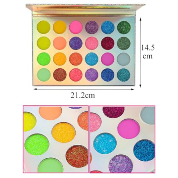 Kalolary UV Glow Eyeshadow Palette with Glitter and Brushes