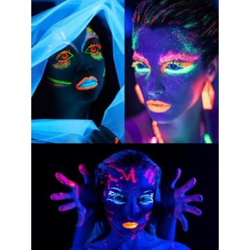 Kalolary UV Glow Eyeshadow Palette with Glitter and Brushes