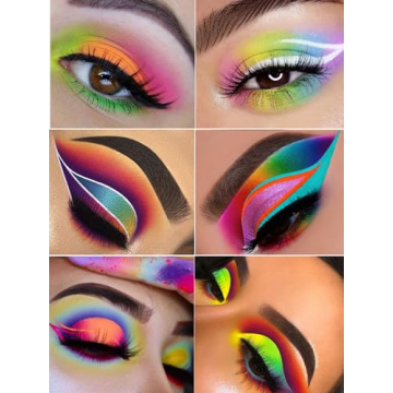 Kalolary UV Glow Eyeshadow Palette with Glitter and Brushes