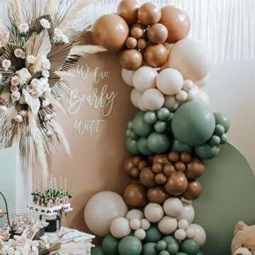 DUILE Sage Green Balloon Garland Kit, 163 Pcs, Natural Latex, Jungle Safari Woodland Birthday Decorations, Baby Shower, Wild One Party