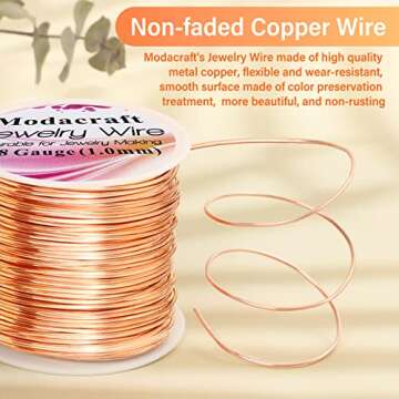 Modacraft 18 Gauge Copper Wire for Jewelry Making with 4 in 1 Plier, 65Ft/1mm Craft Beading Pure Bare Copper Wire for Jewelry Making Supplies and Crafting