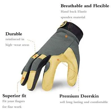 Intra-FIT Deerskin Work Gloves for Comfort and Dexterity