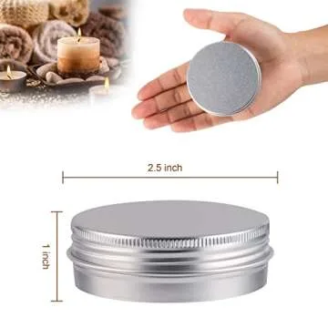 OBKJJ 48 Pcs Aluminum Round Cans with Lid, 2 Oz Metal Tins Food Candle Containers with Screw Tops fo...