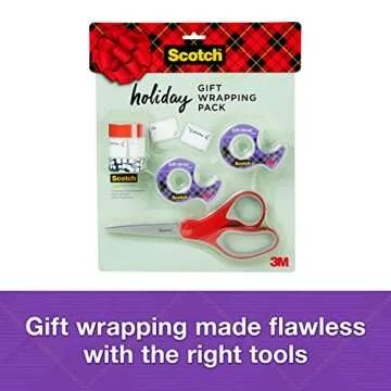 Scotch Gift Wrap Tape Kit, Wrapping/Art Supplies Set with Gift-Wrap and Cute Washi Tape, to/from Lab...