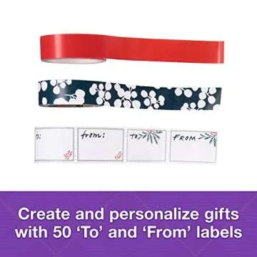 Scotch Gift Wrap Tape Kit, Wrapping/Art Supplies Set with Gift-Wrap and Cute Washi Tape, to/from Labels, and Sharp Scissors for Gift Wrapping, Scrapbooking, and Journaling