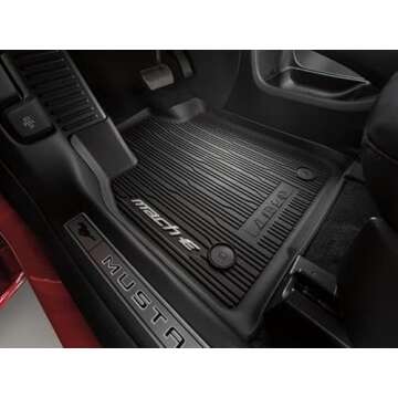 Ford 2021-2024 Mustang Mach-E OEM Genuine Tray Style Molded 3pc Black Floor Mat Kit with Pony Logo