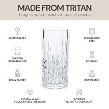 BELLAFORTE Shatterproof Tritan Plastic Tall Tumbler, Set of 4, 18oz - Myrtle Beach Drinking Glasses ...