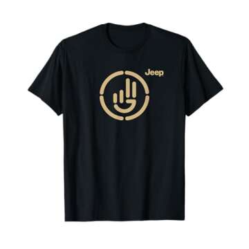 Jeep Wave Classic Fit T-Shirt - Black, Adult Short Sleeve, Polyester & Cotton Blend