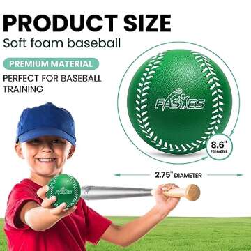 Fastes Baseballs 6 Pack, Soft Baseballs for Kids, Colorful Toddler Foam Practice Baseballs, Perfect for Hitting and Indoor or Outdoor Play, Baseball Gifts for Boys