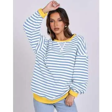 GKBK Women’s Oversized Striped Sweatshirt for Fall
