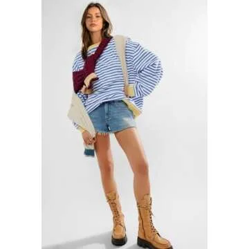 GKBK Women’s Oversized Striped Sweatshirt for Fall
