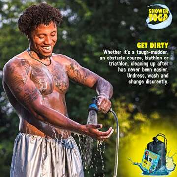 Shower Toga – Wearable Shower Garment, Privacy RV & Camping Shower, Surf Poncho, Shower Tent, or Portable Changing Room, Camping, Pool, & Outdoor Shower, Regular Size