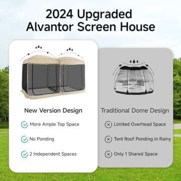 Alvantor Screen House Room 2024 Upgraded 2 in 1 Screen Tent Pop Up Gazebo with Mesh Mosquito Netting...