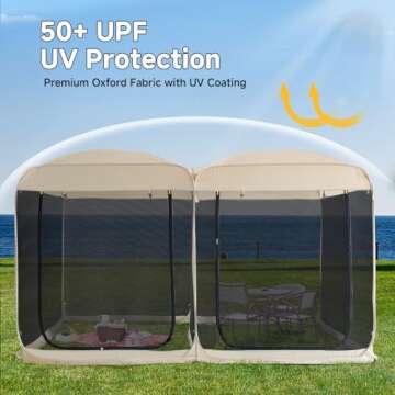 Alvantor Screen House Room 2024 Upgraded 2 in 1 Screen Tent Pop Up Gazebo with Mesh Mosquito Netting, Sun Shade Outdoor Canopy for Patio, Camping, Backyard and Outside Activities- 12' x 7.5', Beige