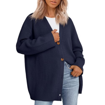 LILLUSORY Women Oversized Cardigan Sweater 2025 Fall Outfits Cloth Fashion V Neck Knit Button Front ...
