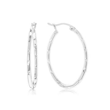 Gemistry Judy Crowell Jewelry Sterling Silver Oval Diamond Cut Hoop Earrings