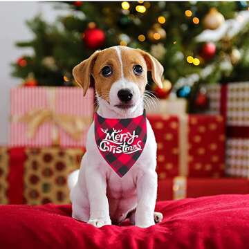 Plaid Holiday Dog Bandanas for Small to Large Dogs